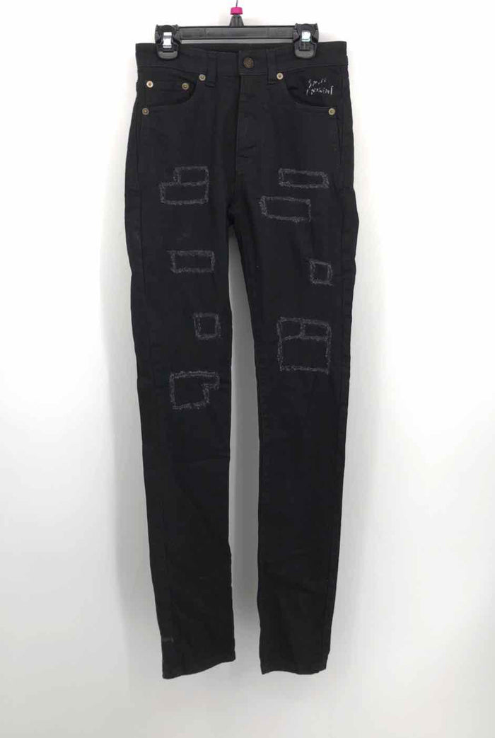 YSL - YVES ST LAURENT Black Made in Italy Distressed Skinny Size 25 (XS) Jeans