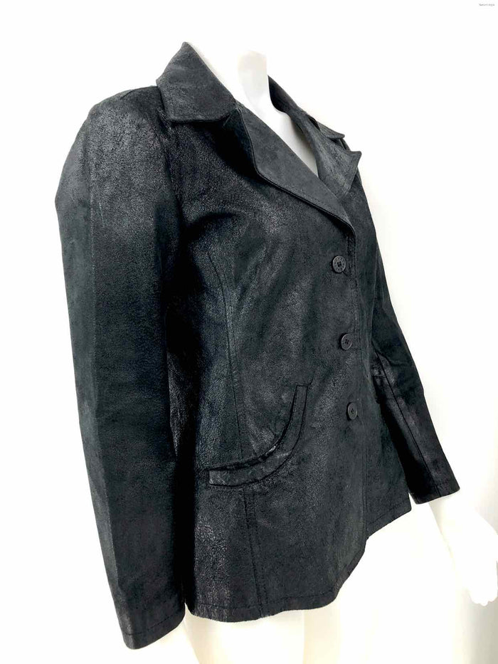 BOMB BOOGIE Black Leather Textured 3 Button Women Size LARGE  (L) Jacket