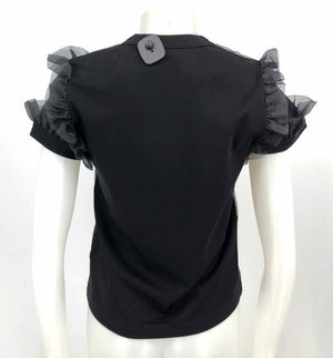 NOIR KEI NINOMIYA Black Ruffle Short Sleeves Size SMALL (S) Top