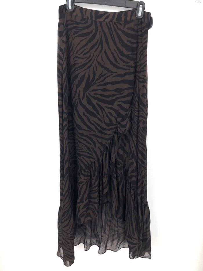 BA&SH Brown Black Animal Print Asymmetrical Size SMALL (S) Skirt