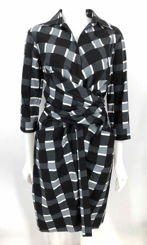 SSUNG - ANTHROPOLOGIE Black Gray Print Button Up Size 8  (M) Dress