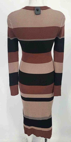 EVEREVE Brown Black Multi Knit Stripe Longsleeve Size SMALL (S) Dress