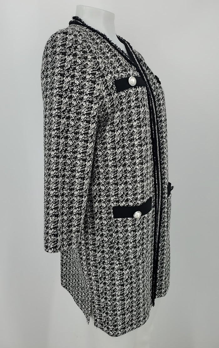 JOSEPH RIBKOFF White Black Houndstooth Coat Women Size 8  (M) Jacket