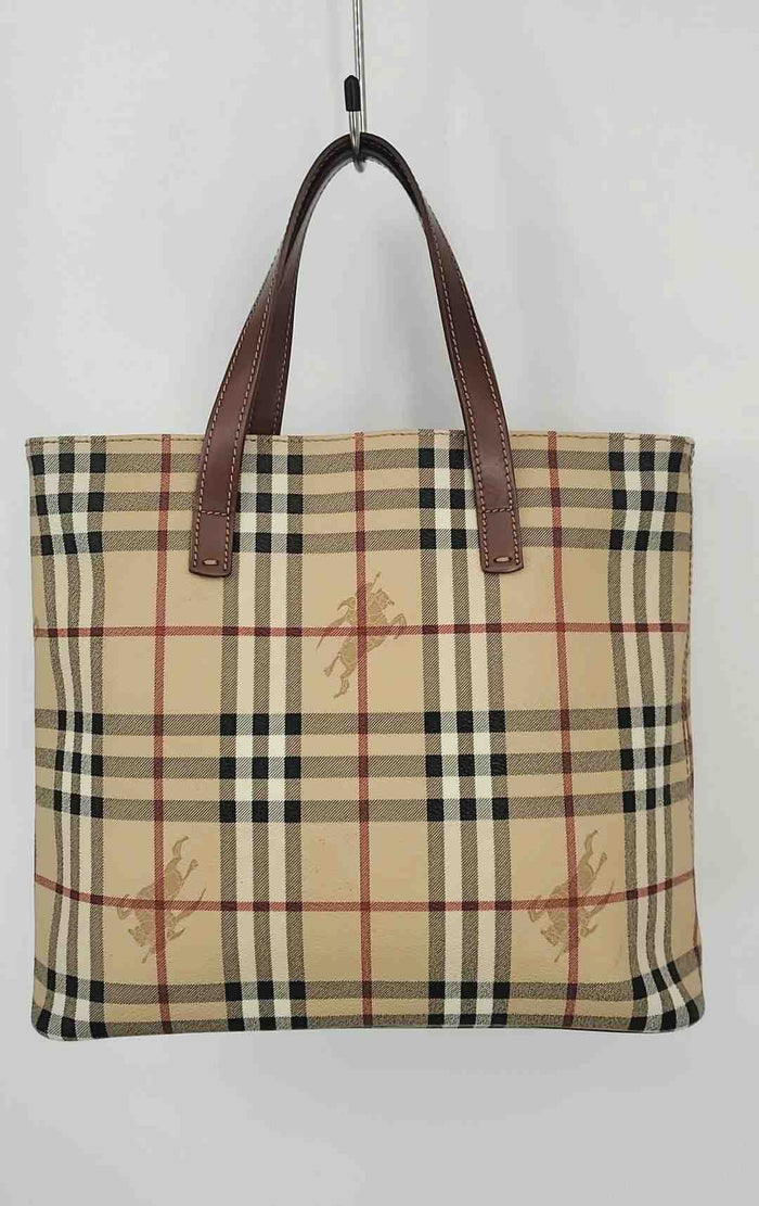 BURBERRY Beige Black & White Coated Canvas Pre Loved AS IS Haymarket Check Purse