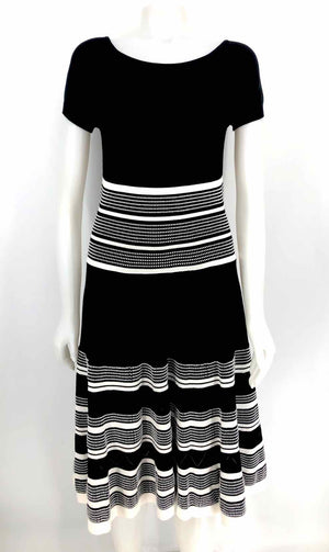 KATE SPADE Black & White Cotton Knit Stripe Size MEDIUM (M) Dress