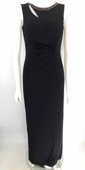 TAHARI Black Clear Rhinestone Maxi Length Size 4  (S) Dress