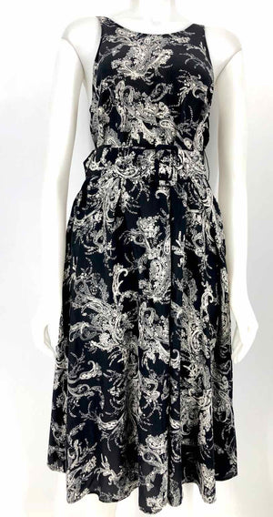 L'AGENCE Black Cream Silk Floral Sleeveless Size SMALL (S) Dress