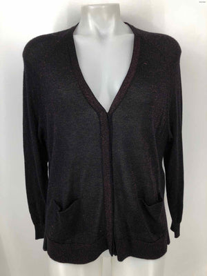 WHISTLES Black Burgundy Sparkle Cardigan Size SMALL (S) Top