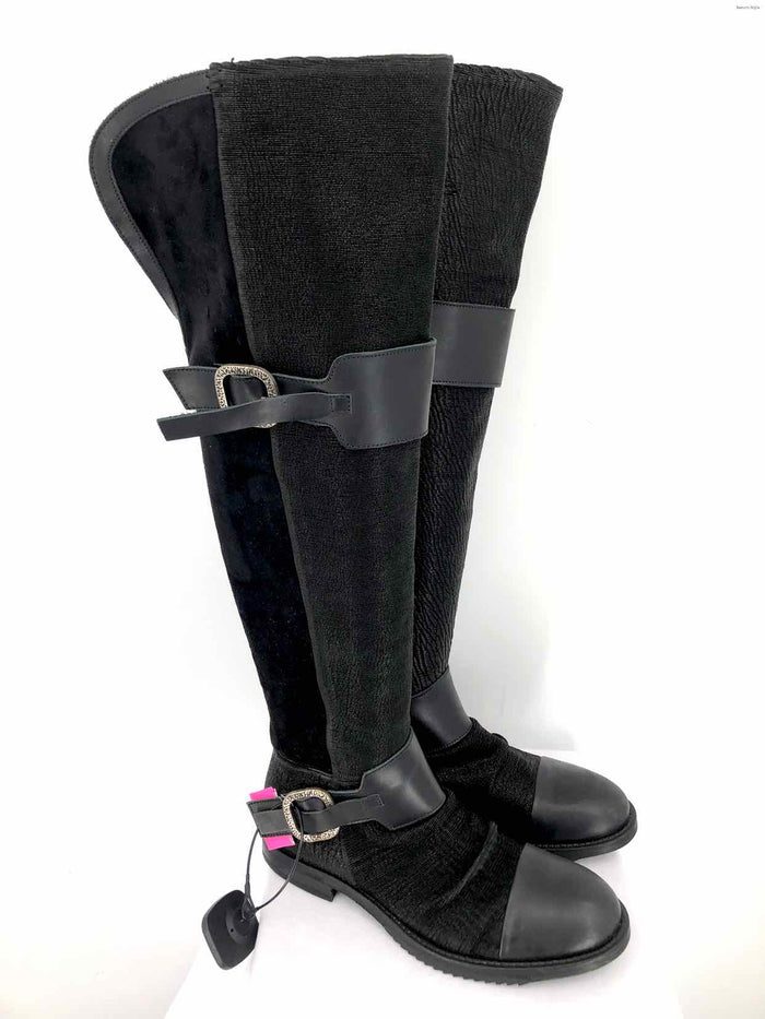 FREE PEOPLE Black Leather Knee High Shoe Size 37 US: 7 Boots