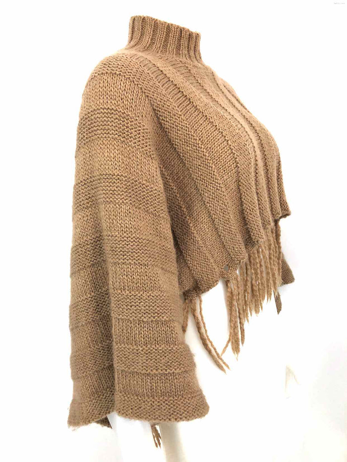 SHARAGANO Tan Wool Blend Crop Longsleeve Size MEDIUM (M) Sweater