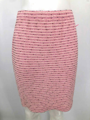 ST. JOHN Pink Black Multi Knit Zip Up Jacket & Skirt Size SMALL (S) Skirt Set