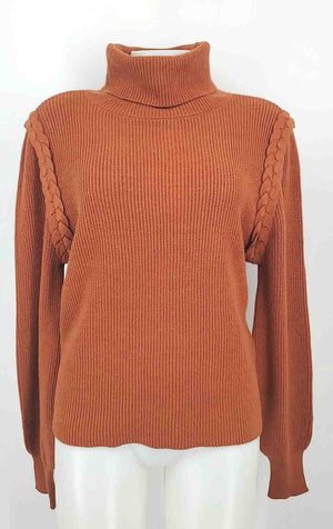 DESIGN HISTORY Orange Knit Braided Turtleneck Size SMALL (S) Sweater