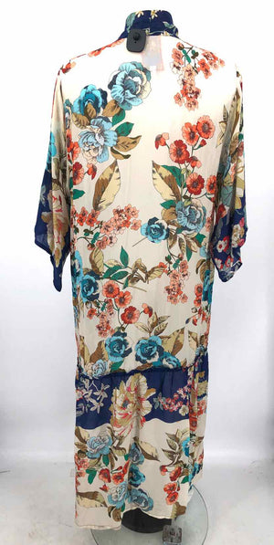 JOHNNY WAS Pale Yellow Blue Multi Rayon Floral Maxi Length Size X-SMALL Dress