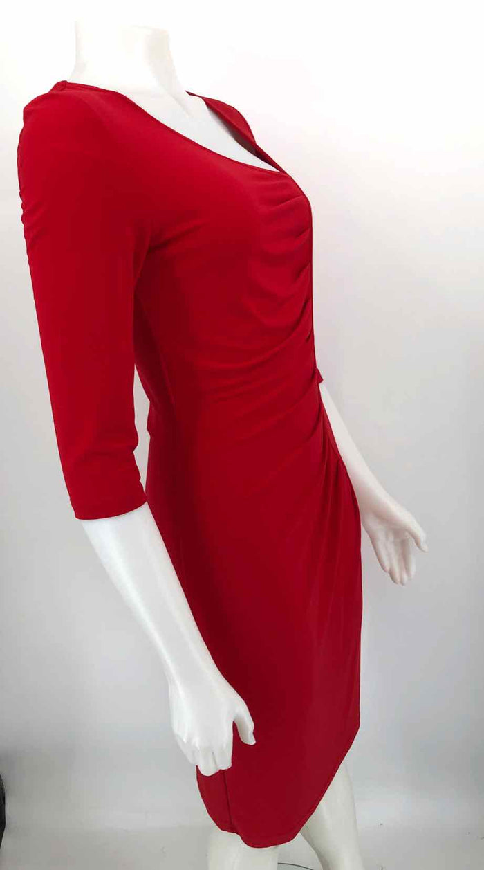 JOSEPH RIBKOFF Red Ruched Size 4  (S) Dress