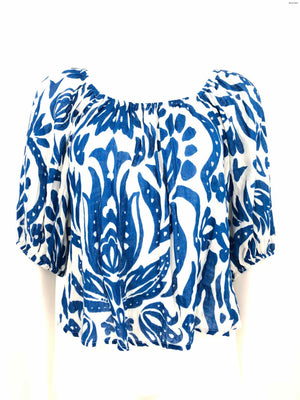 VELVET by GRAHAM & SPENCER Blue White Presents Size X-SMALL Top