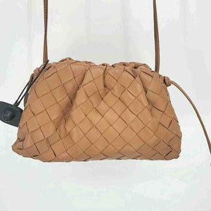 BOTTEGA VENETA Tan Brown Leather Intrecciato Woven Crossbody Purse