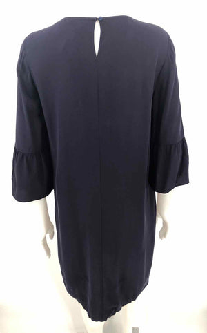 EILEEN FISHER Navy Silk 3/4 Sleeve Size X-SMALL Dress