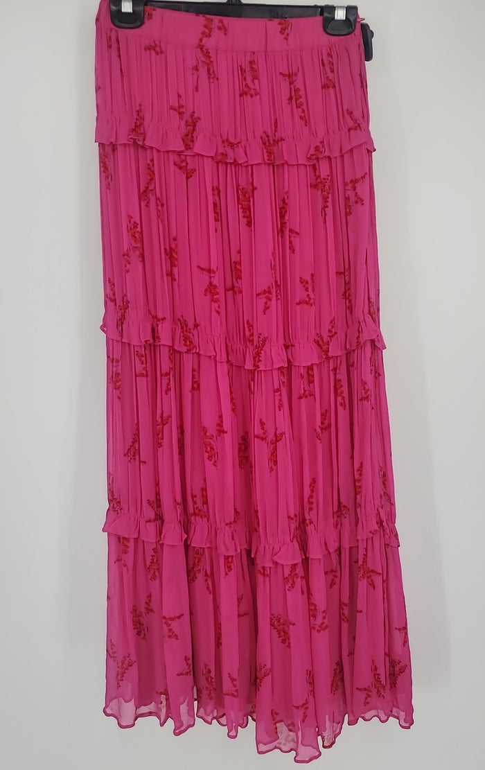 BA&SH Fuchsia Red Floral Maxi Length Size 4  (S) Skirt