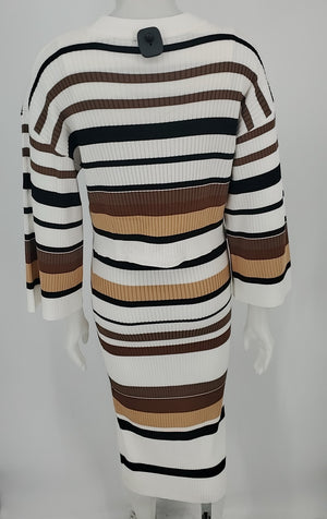 CURRENT AIR White Brown & Black Stripe Size SMALL (S) Dress