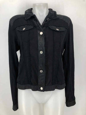 JAKETT Black Leather Trim Perforated Buttons Women Size LARGE  (L) Jacket