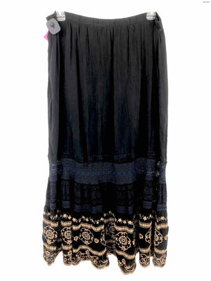 JOHNNY WAS Black Beige Embroidered Tiered Size LARGE  (L) Skirt