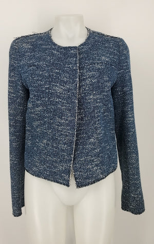 THEORY Blue White Heathered Tweed Women Size 10  (M) Jacket