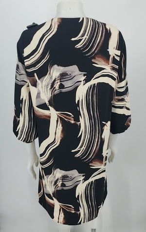 JOSEPH RIBKOFF Black Cream Multi Print 3/4 Sleeve Size 10  (M) Dress