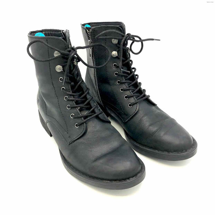 BORN Black Leather Upper Zip Up Combat Shoe Size 7-1/2 Boots