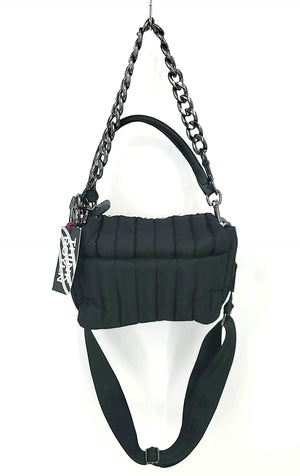 THINK ROYLN Black Silver Nylon Has Tag Puffer Crossbody Purse