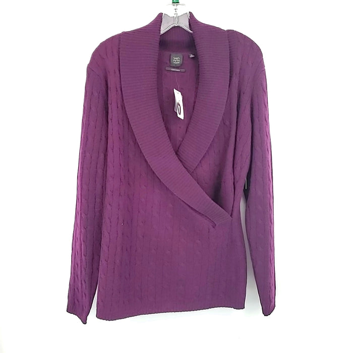 SAKS 5TH AVE Purple Cashmere Knit Longsleeve Size X-LARGE Sweater