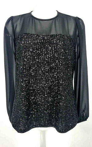 HOBBS Black Sequined Longsleeve Size 8  (M) Top