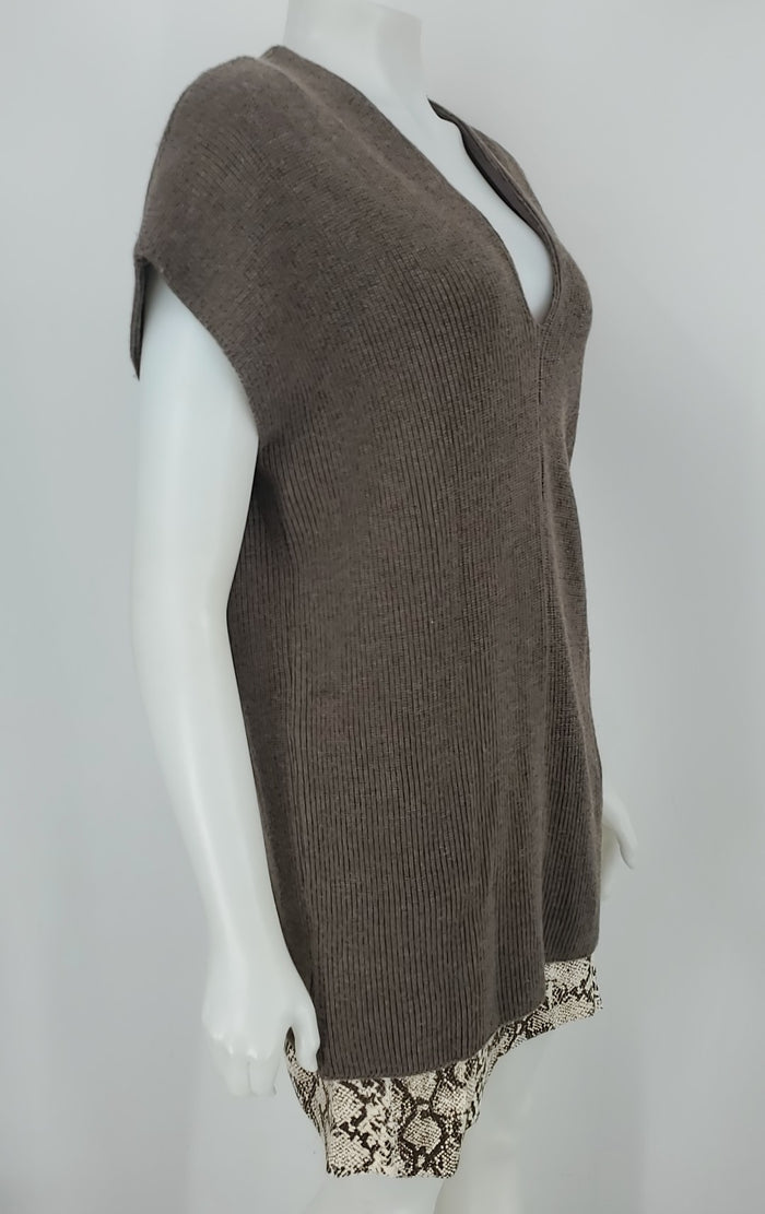 BAILEY 44 Mocha Beige Leather Contrast Reptile Trim Mini Size MEDIUM (M) Dress