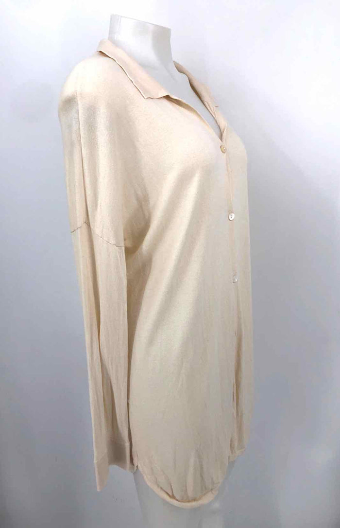 N. PEAL Ivory Silk Blend Collar Button Up Size SMALL (S) Top