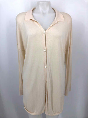 N. PEAL Ivory Silk Blend Collar Button Up Size SMALL (S) Top