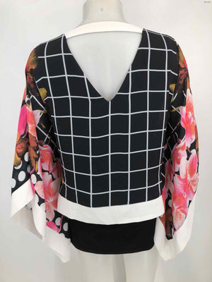 JOSEPH RIBKOFF Burgundy Black & White 2 Layer Size 8  (M) Top