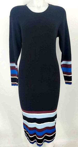 SATURDAY SUNDAY Black Blue Multi Ribbed Longsleeve Size X-SMALL Dress