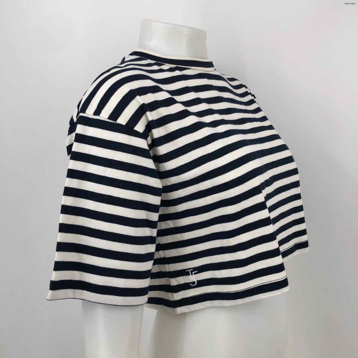 THE FRANKIE SHOP White Navy Cotton Striped Crop Size SMALL (S) Top