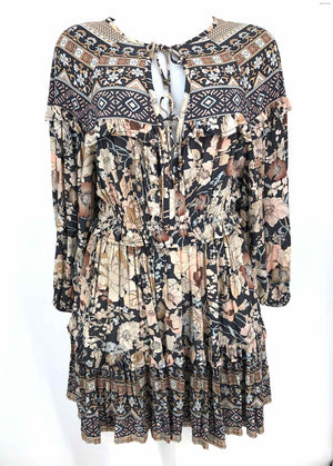 SPELL & THE GYPSY Gray Lt Pink Floral Print 3/4 Sleeve Size XXS  (XS) Dress