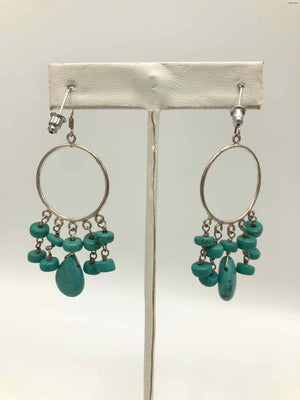 Turquoise Color Sterling Silver Dangle ss Earrings