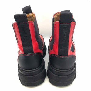 GANNI Red Black Ankle Boot Shoe Size 40 US: 9-1/2 Boots