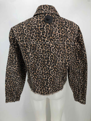 FREE PEOPLE Tan Black Animal Print Frayed Women Size SMALL (S) Jacket