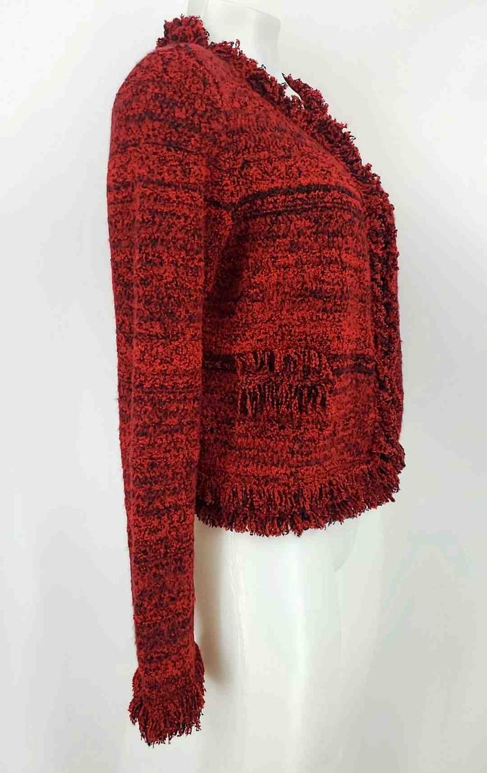 JOSEPH RIBKOFF Red Black Fringe Longsleeve Women Size MEDIUM (M) Jacket