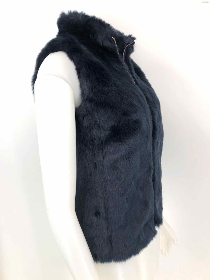 J CREW Navy Furry Zip Up Women Size XXS  (XS) Vest