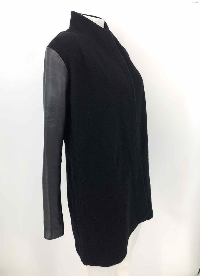 SCOOP Black Leather & Wool Drape Front Women Size SMALL (S) Jacket