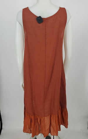 MEO MELI Orange Linen Made in Italy Tank Size SMALL (S) Dress