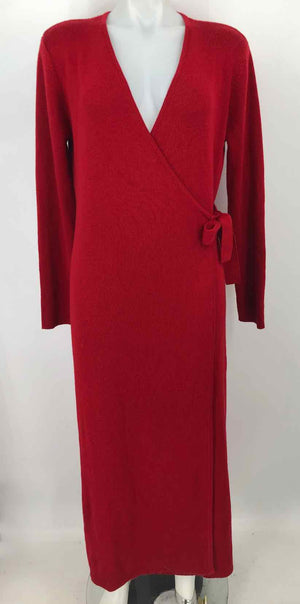 JILLIAN JONES Red Knit Wrap Longsleeve Size SMALL (S) Dress