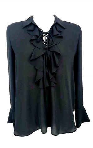 JOSEPH RIBKOFF Black Ruffle Longsleeve Size 6  (S) Top