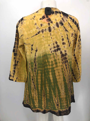 CITRON Yellow Green Multi Dyed Print Button Up Size SMALL (S) Top