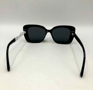 CHANEL Black White Pre Loved Monogram Modified Cats Eye Sunglasses w/case