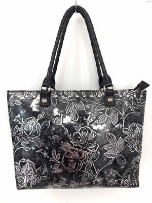 PATRICIA NASH Pewter Silver Leather Pre Loved Tote Purse